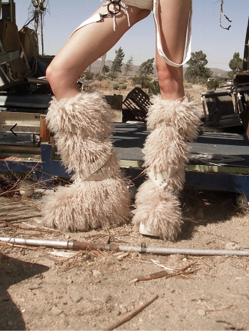 Club Exx Plush Furry Knee-High Boots in Cream